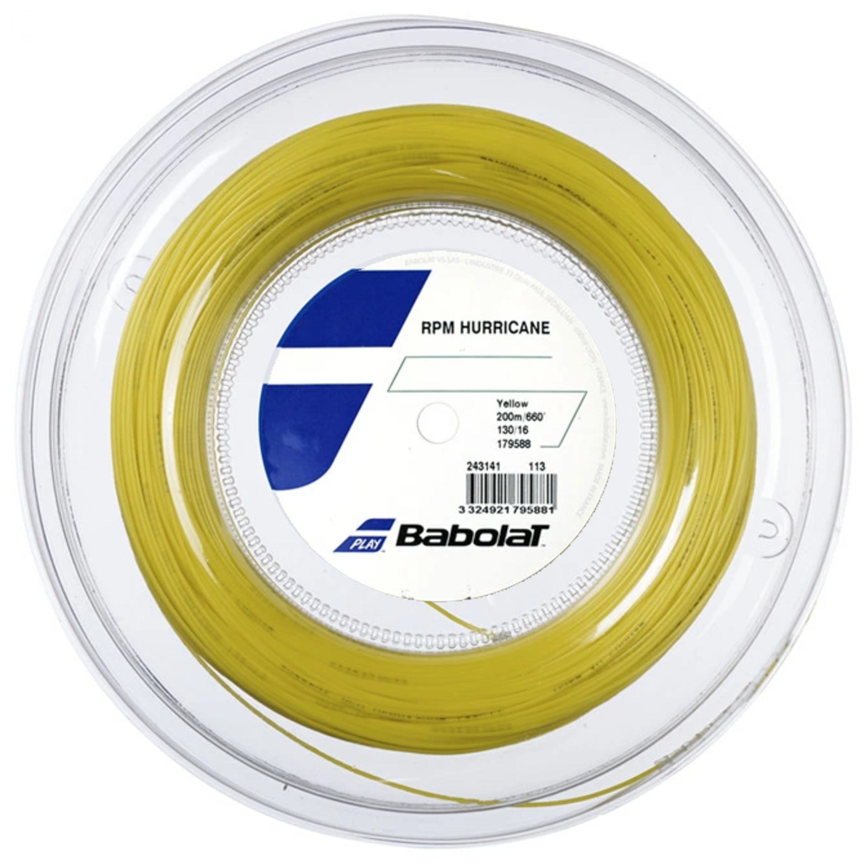 BabolaT(バボラ) 243141-113-130 硬式テニス用ストリング RPM ハリケーン 200m（イエロー・サイズ：130）[243141113130] 返品種別A バボラ テニスストリング ポリエステル RPM ハリケーン200mロール
