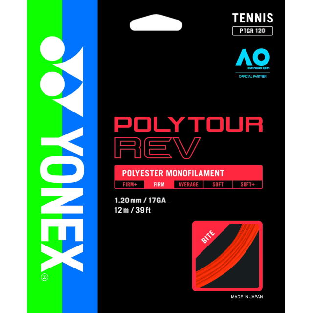 【20％OFF】YONEXテニスストリング　POLYTOUR REV120 /  ポリツアーレブ120　ブライトオレンジ（160） 　　 品番：　PTGR120＿160