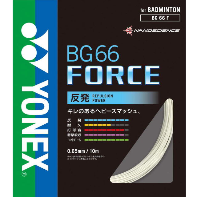 ヨネックス　バドミントンストリング　BG66フォース　　BG66 FORCE （BG66F）