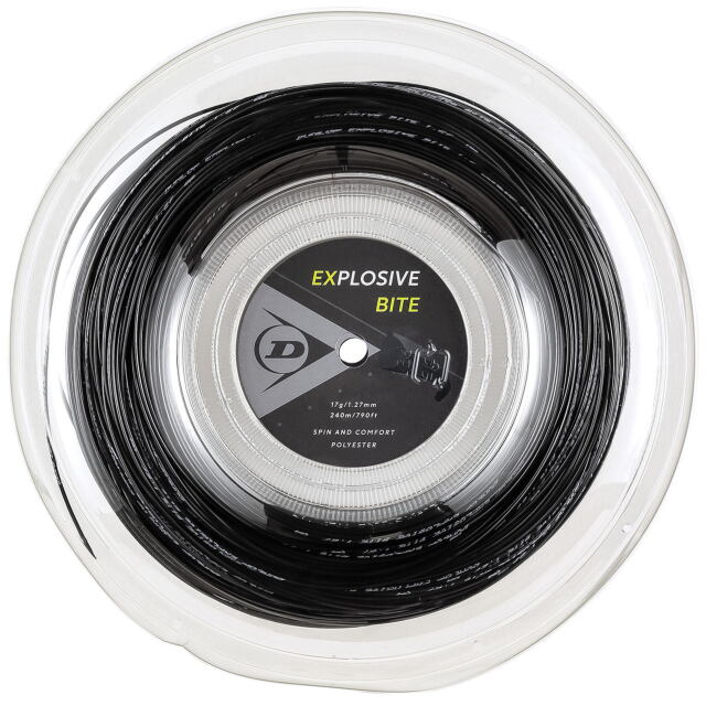 【40％OFF】【送料無料】DUNLOP　テニスストリング　ポリエステル　EXPLOSIVE BITE　240mロール　ゲージ：1.27ｍｍ　ブラック色＜DST12011＞
