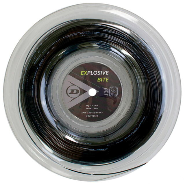【40％OFF】【送料無料】DUNLOP　テニスストリング　ポリエステル　EXPLOSIVE BITE　240mロール　ゲージ：1.32ｍｍ　ブラック色＜DST12011＞