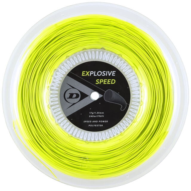 【40％OFF】【送料無料】DUNLOP　テニスストリング　ポリエステル　EXPLOSIVE SPEED　240mロール　ゲージ：1.25mm　イエロー色＜DST12021＞