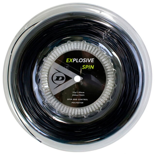 【40％OFF】【送料無料】DUNLOP　テニスストリング　ポリエステル　EXPLOSIVE SPIN　240ｍロール  ゲージ：1.25ｍｍ　ブラック色＜DST12001＞