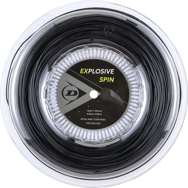 【40％OFF】【送料無料】DUNLOP　テニスストリング　ポリエステル　EXPLOSIVE SPIN　240ｍロール  ゲージ：1.30ｍｍ　ブラック色＜DST12001＞