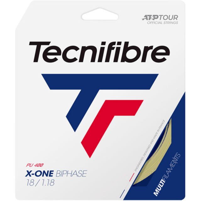 Tecnifibre　テニスストリング　X-ONE BIPHASE 　エックスワン　バイフェイズ　ゲージ：1.18ｍｍ　カラー：ナチュラル      品番：TFSG201