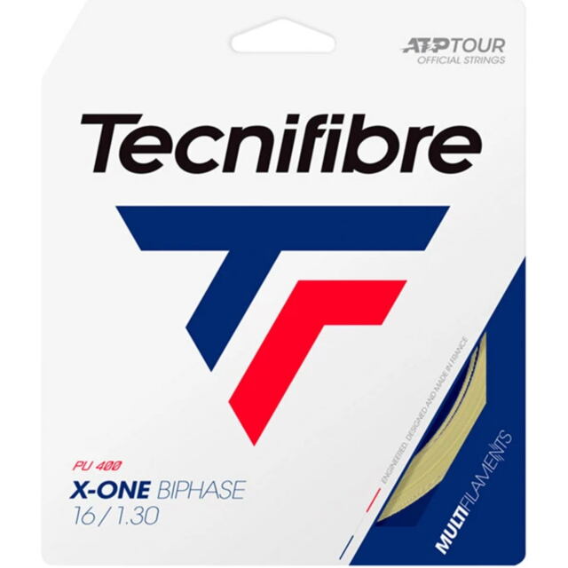 Tecnifibre　テニスストリング　X-ONE BIPHASE 　エックスワン　バイフェイズ　ゲージ：1.30ｍｍ　カラー：ナチュラル      品番：TFSG201
