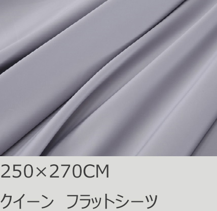 R.T. Home - 高級エジプト綿(エジプト超長綿)ホテル品質クイーン、ダブルサイズ兼用フラット ベッド シーツ500スレッドカウント サテン織りシルバー グレー 250*270