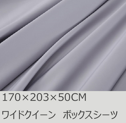 R.T. Home - 高級エジプト綿(エジプト超長綿)ホテル品質ボックスシーツ クイーン サイズ　170×203×50CM 500スレッドカウント サテン織り シルバー グレー(170*203*50CM)