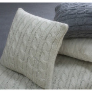 R.T. Home - (白・ホワイト)カシミア タッチ ケーブル ニット クッション カバー 2枚セット 45×45CM