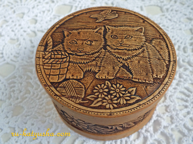 【再入荷！】ベレスタボックス-ラウンド-ねこ【ロシア雑貨のカチューシャ】