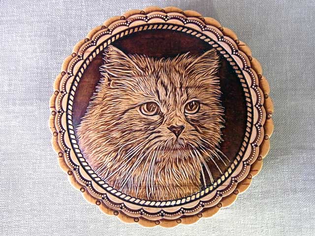ハンサムキャット★ベレスタボックス☆ラウンド7.5★白樺細工☆ロシア雑貨
