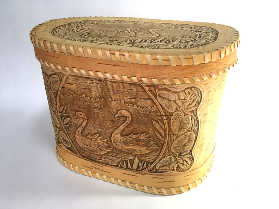 白鳥のパンケース★ベレスタボックス27☆白樺細工☆ロシア雑貨