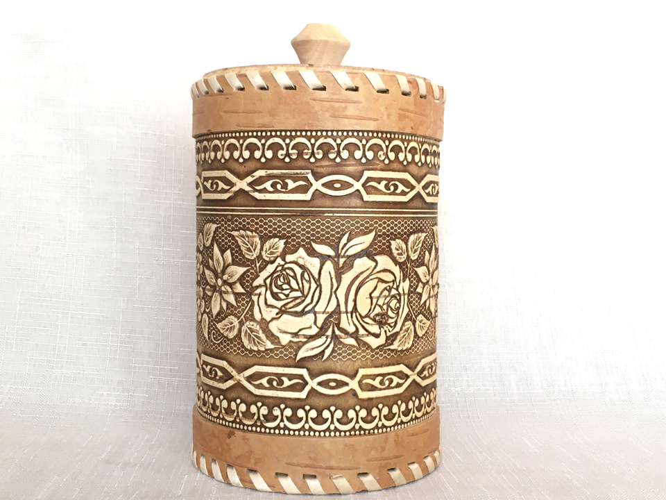 ローズ☆キャニスタ☆ベレスタ_白樺細工☆ロシア雑貨