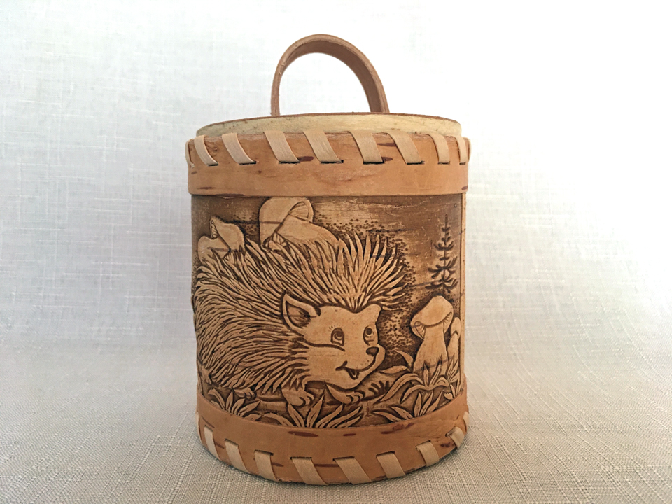 ハリネズミの小さいキャニスタ☆ベレスタ_白樺細工☆ロシア雑貨
