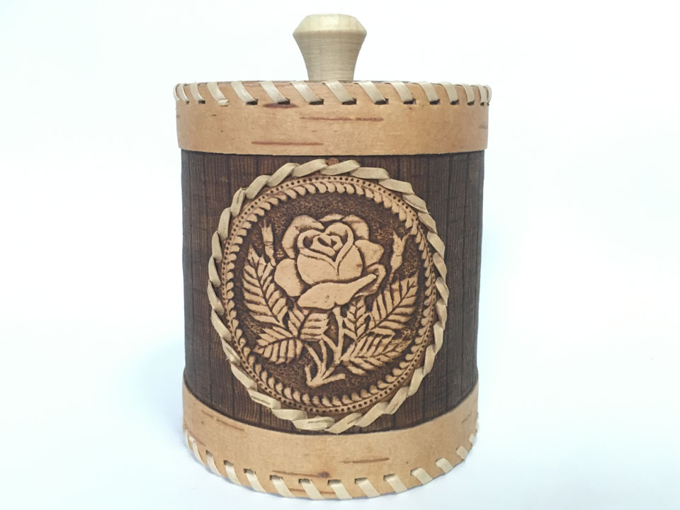 バラのキャニスタ☆ベレスタ_白樺細工☆ロシア雑貨
