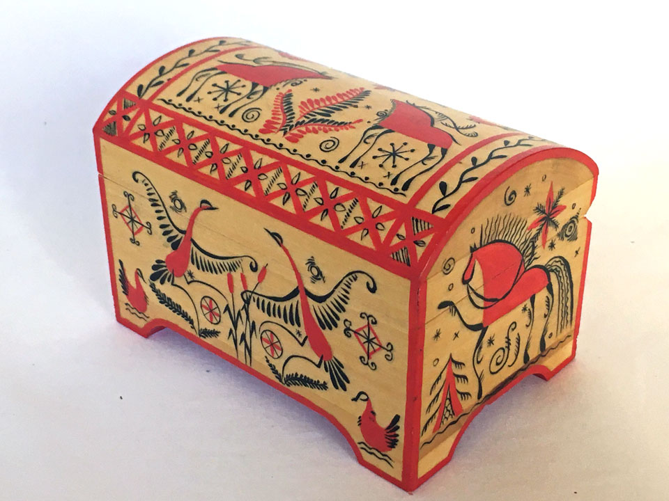 メゼーニ文様の宝箱(11×7)☆ロシア雑貨☆伝統柄の小箱