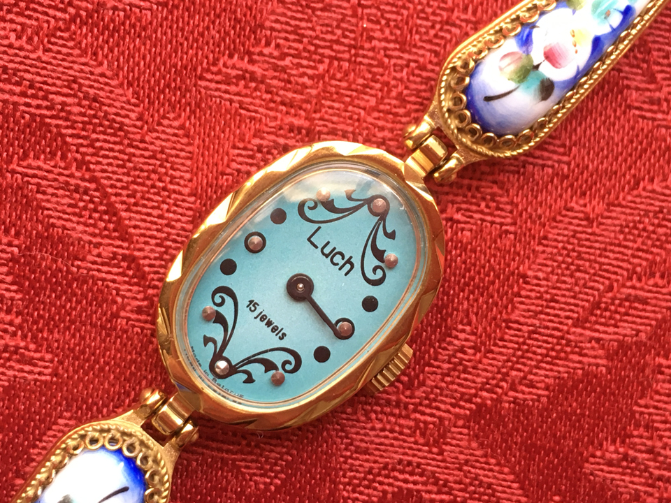 フィニフチ_時計☆優美でクラシックなデザイン☆Luch社(ブルー)