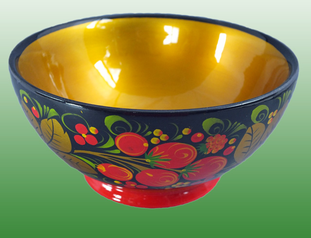 かわいいホフロマの鉢140-1☆ロシアの漆塗り【ロシア雑貨のカチューシャ】