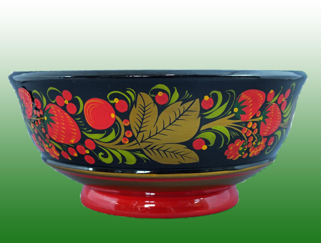 かわいいホフロマの鉢180-3☆ロシアの漆塗り【ロシア雑貨】
