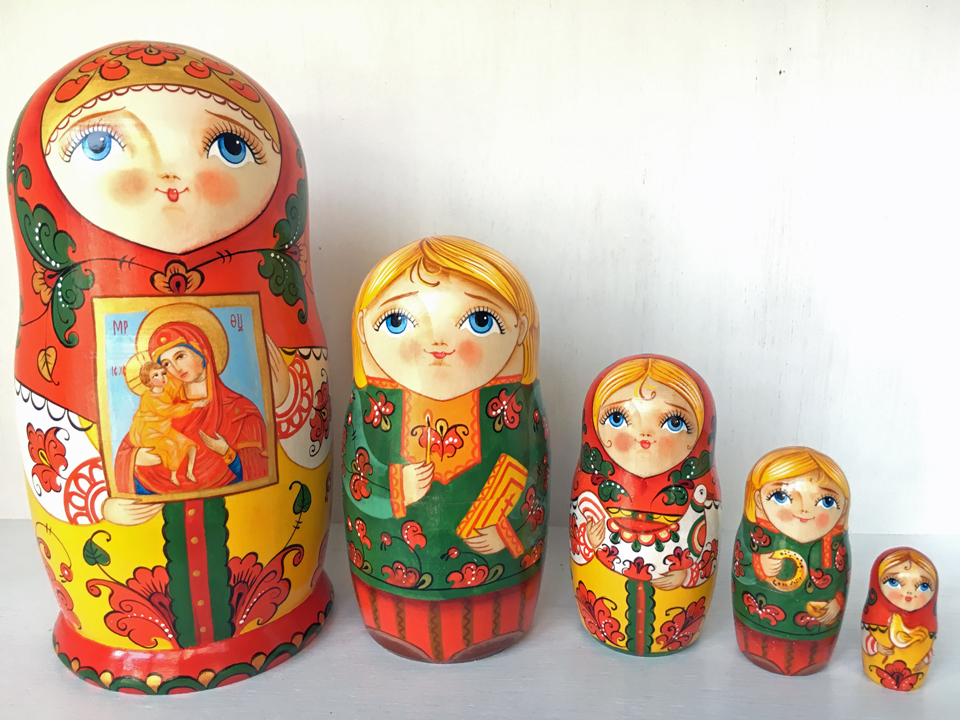 聖家族☆5ピースマトリョーシカ☆O.Guseva★ロシア雑貨