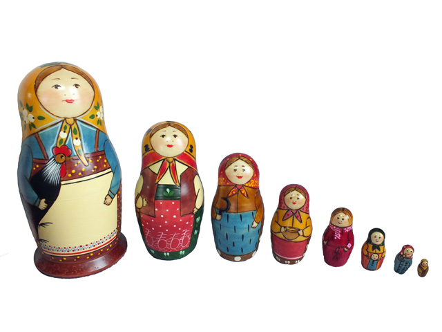 【再入荷】復刻マトリョーシカ(黄)★コブロフstudio☆ロシア雑貨☆復刻マトリョーシカ8ピース