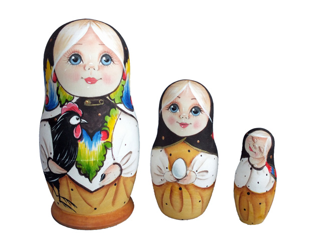 グスリッツァクラシック★コブロフstudio☆マトリョーシカ3ピース【ロシア雑貨のカチューシャ】