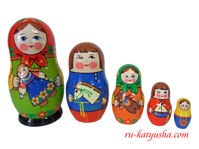 おもちゃと子供たち☆マトリョーシカ5ピース