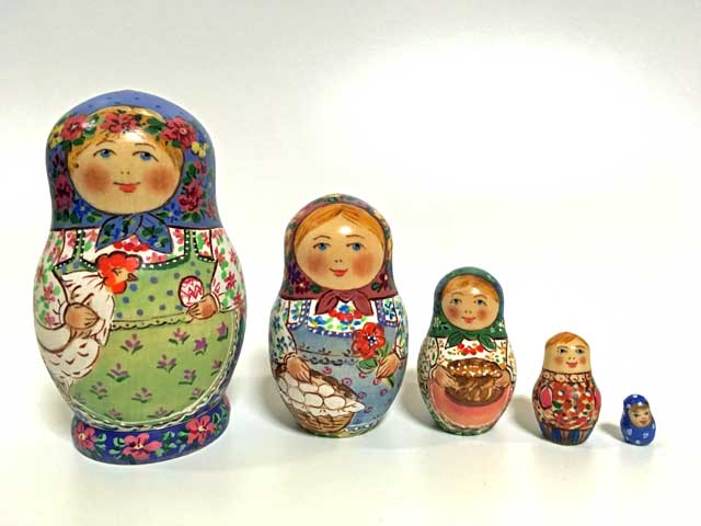 収穫の春_Danova10cm★コブロフstudio☆マトリョーシカ5ピース☆一点もの