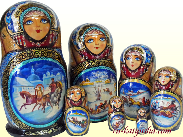 トロイカ☆Kuzmina★マトリョーシカ7ピース☆ロシア雑貨