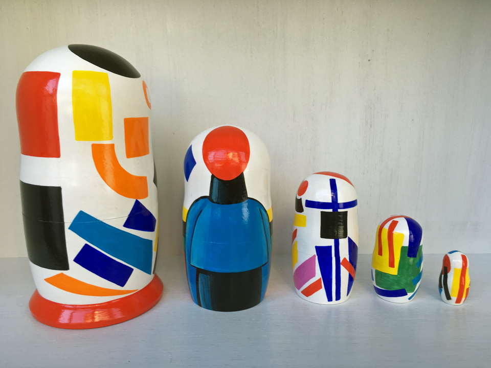マレーヴィチ・抽象☆アーティストのマトリョーシカ_5ピース★名画マトリョーシカ