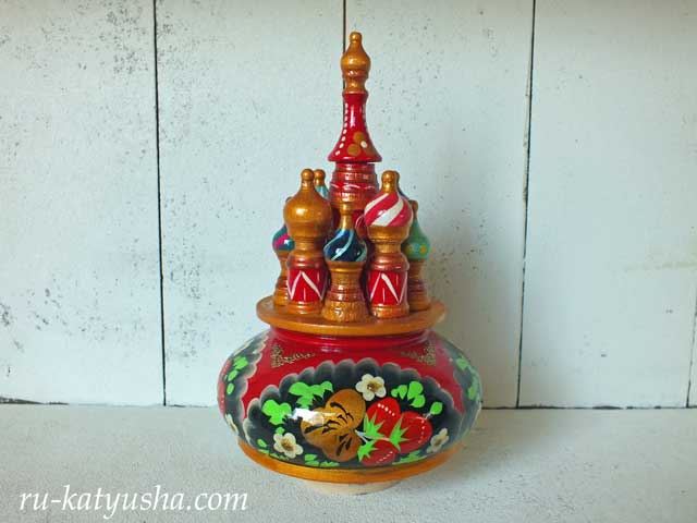 ロシア聖堂のオルゴール(ホフロマ黒)☆カチューシャ★ロシア雑貨