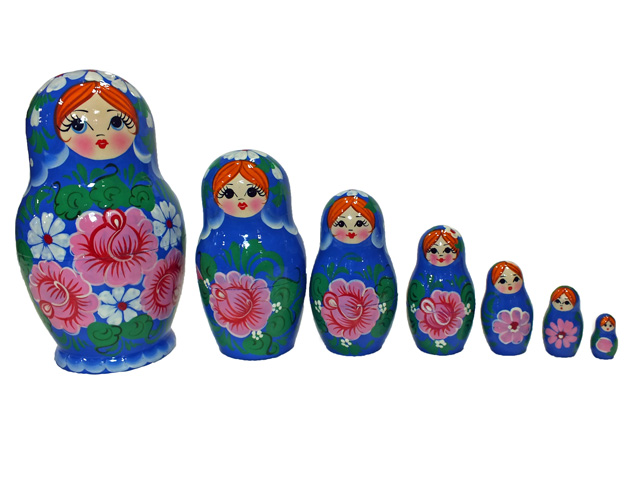 ピンクフラワー☆ノリンスクマトリョーシカ7ピース☆ロシア雑貨