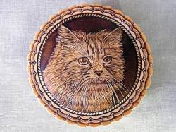 ハンサムキャット★ベレスタボックス☆ラウンド7.5★白樺細工☆ロシア雑貨