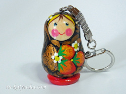 ホフロマ柄のマトリョーシカキーホルダー★ロシア雑貨