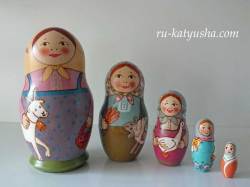 牧場の思い出☆Tドゥビニチさんのマトリョーシカ5P★ロシア雑貨