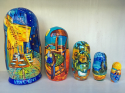 ゴッホ・夜のカフェテラス☆アーティストのマトリョーシカ_5ピース★名画マトリョーシカ