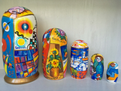 ロシアアヴァンギャルド☆アーティストのマトリョーシカ_5ピース★名画マトリョーシカ