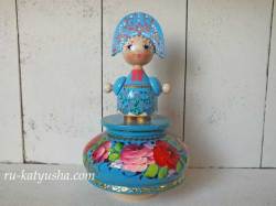 ロシア人形のオルゴール（ブルー）☆モスクワ郊外の夕べ★ロシア雑貨