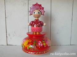 ロシア人形のオルゴール（レッド）☆モスクワ郊外の夕べ★ロシア雑貨