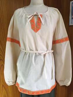 女性用ルバシカ オレンジｍ ロシアの民族衣装 ロシア雑貨