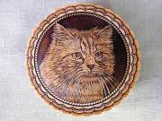 ハンサムキャット★ベレスタボックス☆ラウンド7.5★白樺細工☆ロシア雑貨