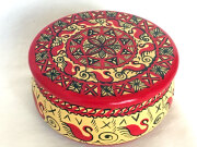 メゼーニ文様小箱(丸黄)☆ロシア雑貨☆伝統柄の小箱