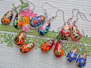 カラフルマトリョーシカのピアスＡ☆ロシア雑貨