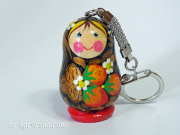 ホフロマ柄のマトリョーシカキーホルダー★ロシア雑貨