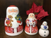 ジェッド・マロース赤-雪娘(ロシアのサンタクロース)★マトリョーシカ3P☆コブロフスタジオ【NY】