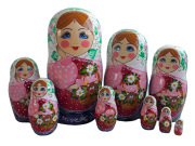 猫と花かご☆マトリョーシカ9ピース☆ロシア雑貨