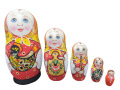 ロシア雑貨（イエロー）★コブロフstudio☆マトリョーシカ5P【ロシア雑貨のカチューシャ】