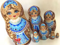 ブルージュエリー☆ウッドバーニング☆マトリョーシカ7P★ロシア雑貨