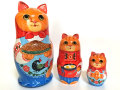 グルメ猫～ガラジェッツ柄☆3ピースマトリョーシカ★Guseva☆グーセヴァ