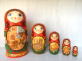 ルボーク★中世ロシア版画☆5ピースマトリョーシカ★Guseva☆グーセヴァ